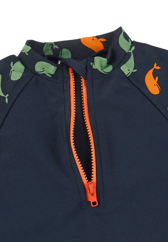 Sterntaler Kurzarm-Schwimmshirt in Marine mit Motiv Wale Zeitbegrenzte Promotion