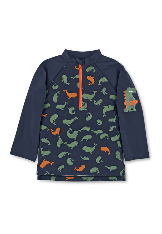 Sterntaler Langarm-Schwimmshirt in Marine mit Motiv Wale Fabrikladen