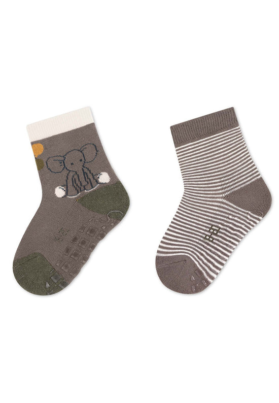 Sterntaler ABS-Socken Kinder 2er-Pack Elefant Eddy in Grau Fabrikpreis