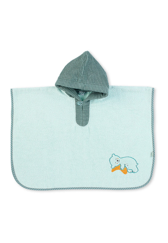 Sterntaler Poncho Bär Ben aus Frottee in Mittelgrün, 70x50cm
