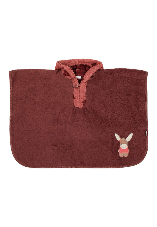 Sterntaler Poncho Esel Emmily mit Stickmotiv in Dunkelrot Fabrikladen